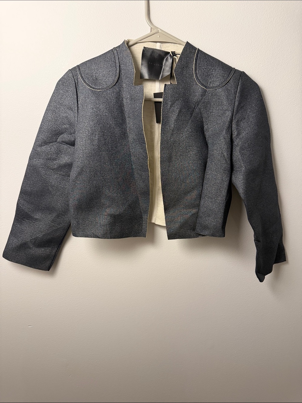 NWT ES'GIVIEN Italy Crop Blazer Minimalist Sculptural Jacket in Black / S